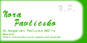 nora pavlicsko business card